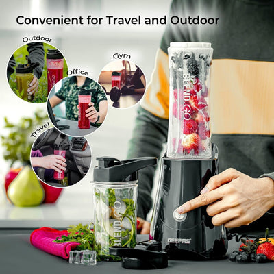 Geepas 300W Personal Smoothie Milkshake Maker Travel Blender for Protein Shakes