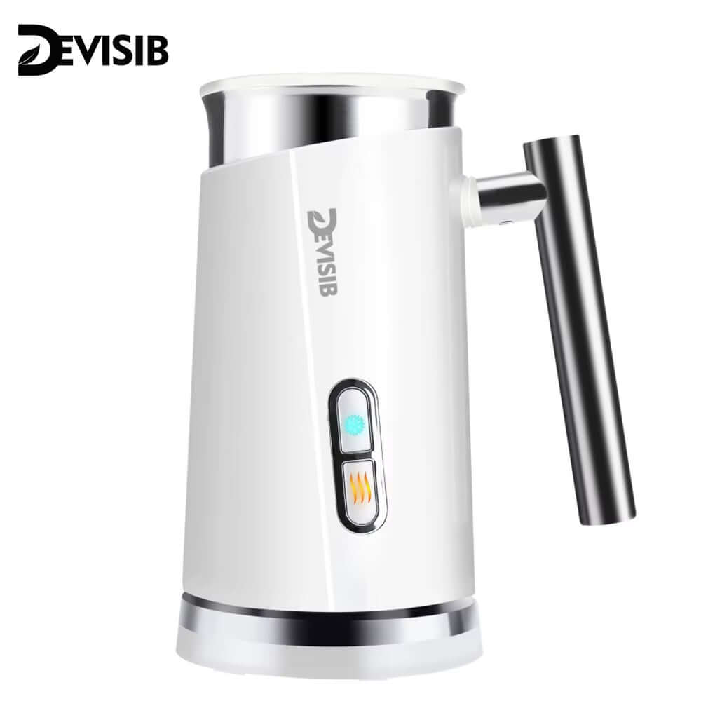 DEVISIB 3-in-1 warm and cold foam maker with stainless steel handle and dual temperature settings.