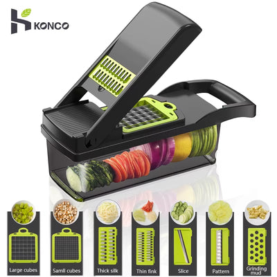 Konco Multi-Functional Vegetable Fruits Tool Potato Masher Ricer Vegetable Mandoline Slicer Peeler Cutter Carrot Shredder Grater