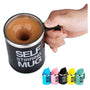 Automatic electric self-stirring mug cup with coffee, featuring a smooth fluid mixing design and multiple color options.