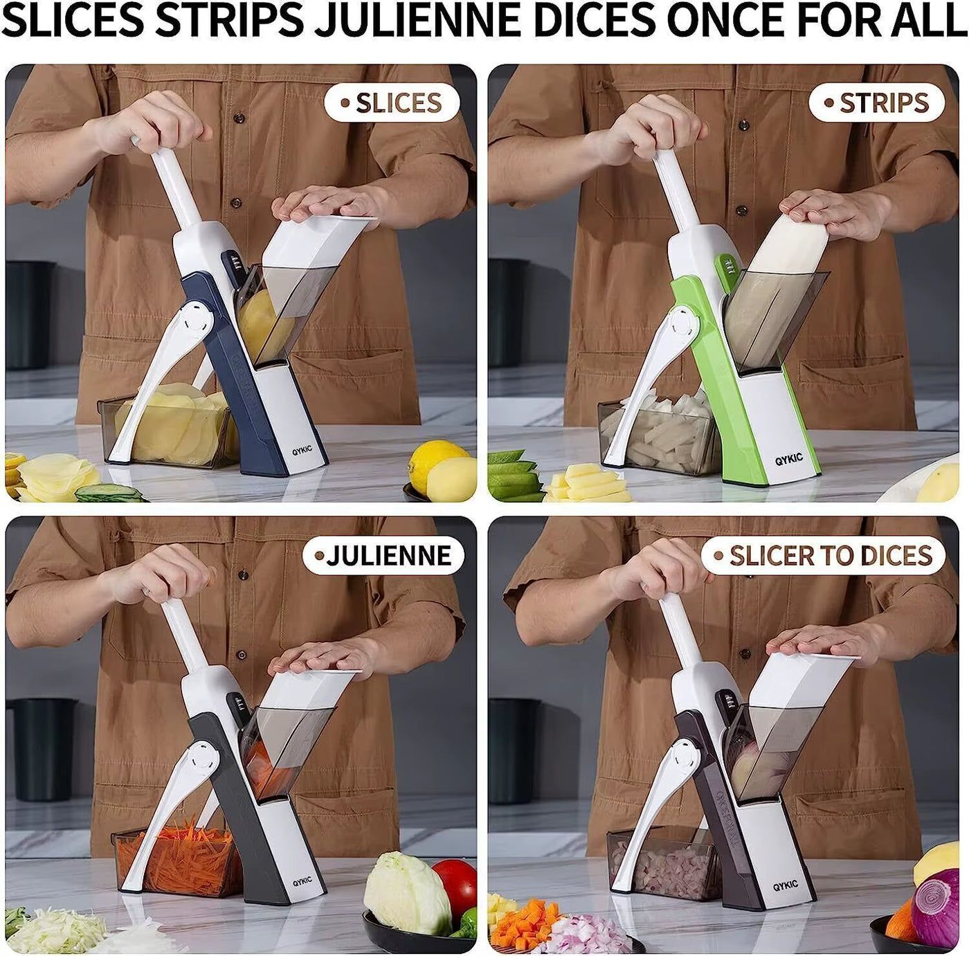 4 in 1 Multifunctional Vegetable Slicer Cutter Shredders Slicer with Basket Fruit Potato Chopper Carrot Grater