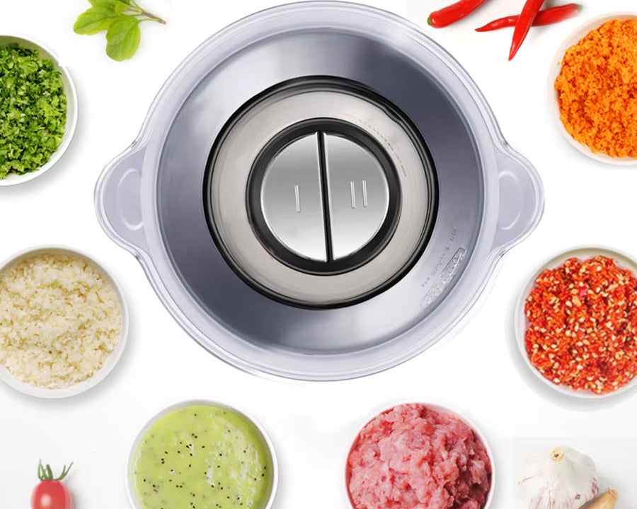 2 Speeds 500W Stainless Steel 2L Capacity Electric Chopper Meat Grinder Mincer Food Processor Slicer