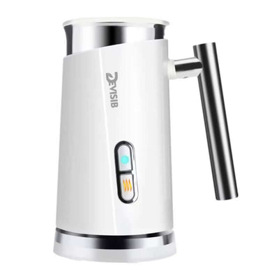 DEVSIB 3-in-1 milk frother in white for hot and cold foam, featuring a sleek design and user-friendly controls.