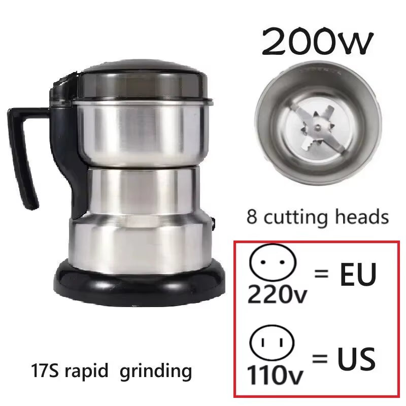 High Power Electric Coffee Grinder Kitchen Cereal Nuts Beans Spices Grains Grinder Machine Multifunctional Home Coffee Grinder