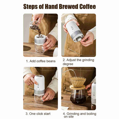 Coffee Grinder Adjustable Grinding Auto Stop USB Rechargeable Electric Coffee Bean Grinder for Household