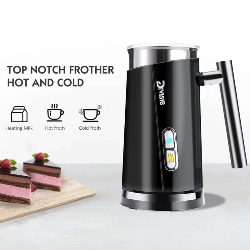 DEVSIB Warm & Cold Foam Maker, 3-in-1 milk frother for hot and cold froth, perfect for coffee lovers.