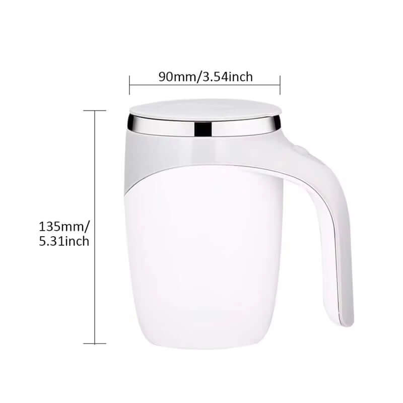 Automatic stirring cup dimensions 90mm x 135mm, portable stainless steel mug for coffee and tea.
