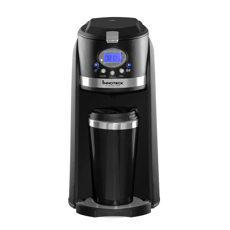Kitchen Pro Travel Filter Coffee Maker Grind & Brew 2In1 On-The-Go Automatic Coffee Machine