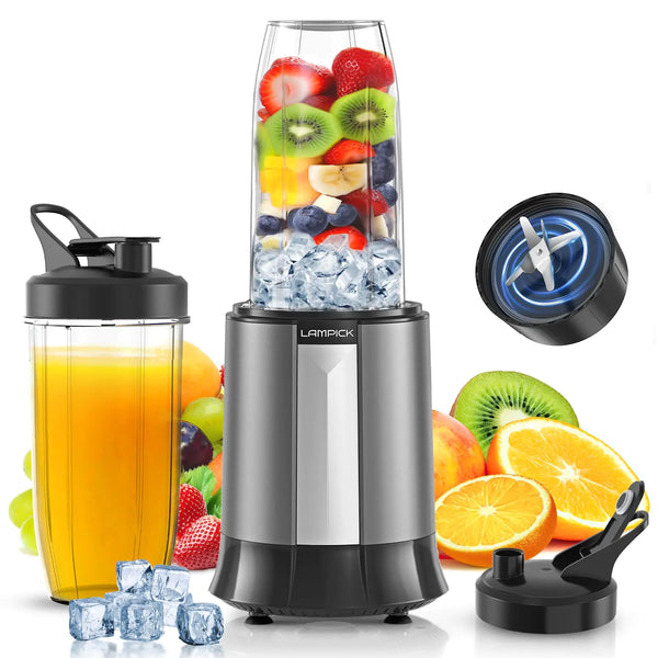 Lampick Smoothie Blender 1300W Personal Blender for Smoothies Shakes and Nutrient Extractions with 2pcs BPA-Free 27oz Portable Blender To-Go Bottles